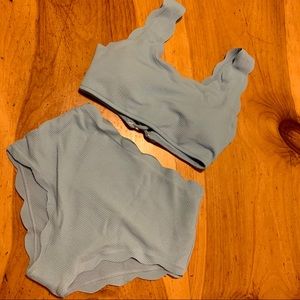 NWOT Light Blue Scallop Two Piece Swimsuit